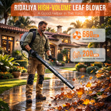 RIDALIYA 63CC Gas Leaf Blower, 3.2HP Backpack Blower with 660 CFM Air Volume and 200 MPH Wind Speed, Powerful 2 - Stroke Engine for Heavy - Duty Lawn, Yard, and Parking Lot Cleanup