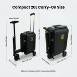 Rideable Suitcase for Adults & Kids, Electric Rideable Luggage 20" Carry On, 250W Electric Scooter Suitcase, 8 MPH, 5 Miles Range, Removable Battery, TSA Lock, USB Charging