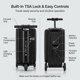 Rideable Suitcase for Adults & Kids, Electric Rideable Luggage 20" Carry On, 250W Electric Scooter Suitcase, 8 MPH, 5 Miles Range, Removable Battery, TSA Lock, USB Charging