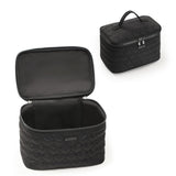 RIGHT AWAY Makeup Bag,Large Cosmetic Bags for Women Girls, Quilted Train Case Make Up Bag with Handle,Travel Makeup Case Organizer,Cute Toiletry Bag Vanity Bag (Black)