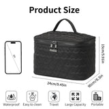RIGHT AWAY Makeup Bag,Large Cosmetic Bags for Women Girls, Quilted Train Case Make Up Bag with Handle,Travel Makeup Case Organizer,Cute Toiletry Bag Vanity Bag (Black)