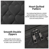 RIGHT AWAY Makeup Bag,Large Cosmetic Bags for Women Girls, Quilted Train Case Make Up Bag with Handle,Travel Makeup Case Organizer,Cute Toiletry Bag Vanity Bag (Black)