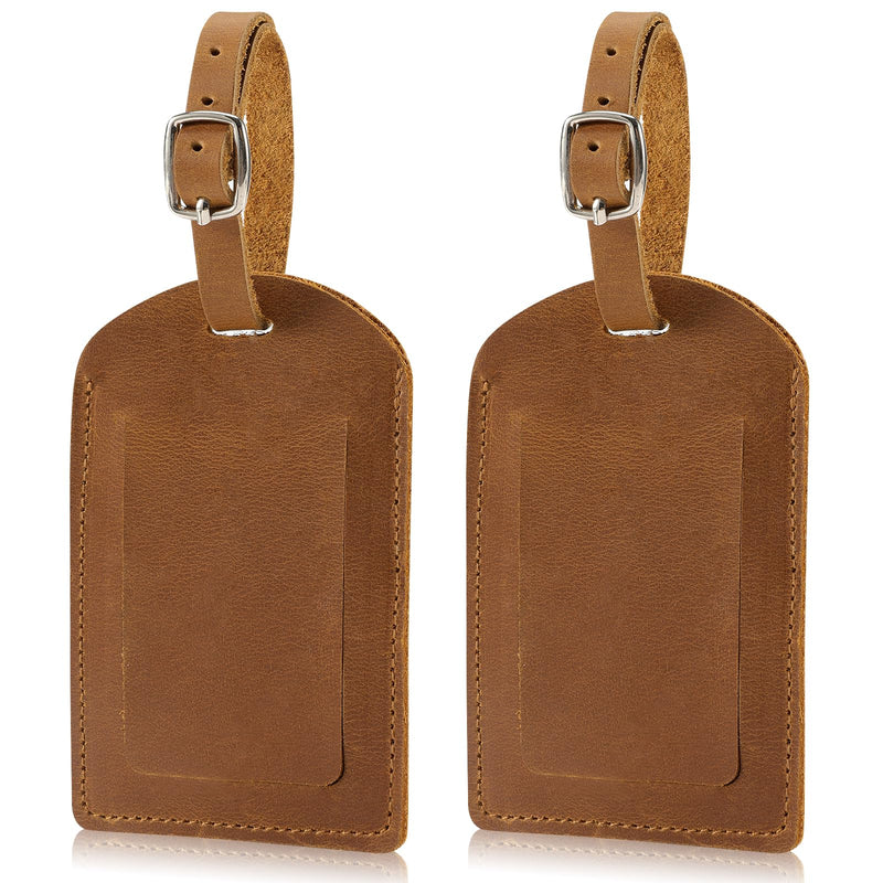 Ringsun Genuine Leather Luggage Tag for Suitcases ID Tags Bag Tags for Luggage (2 Pack)