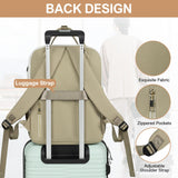 Rinlist Backpack for Women, 15.6 Inch Laptop Travel Backpacks Bag with USB Port, Work Business Nurse Teacher Bags College Bookbag for School, Casual Daypack for Travel, Khaki White