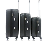 Rivolite New 3 Piece Spinner DOUBLE Wheels Travel Luggage Sets, SIZE 20''26''29'' (Black)