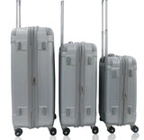 Rivolite New 3 Piece Spinner DOUBLE Wheels Travel Luggage Sets, SIZE 20''26''29'' (Silver)