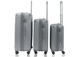Rivolite New 3 Piece Spinner DOUBLE Wheels Travel Luggage Sets, SIZE 20''26''29'' (Silver)