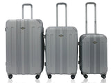 Rivolite New 3 Piece Spinner DOUBLE Wheels Travel Luggage Sets, SIZE 20''26''29'' (Silver)
