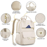 RJEU Girls Laptop Backpacks 15.6 Inch,Large Capacity School Bag College Backpack with USB Charging Port,Fashion Bookbags Computer Bag for Teens Students,Off - white