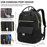 RJEU School Backpack Aesthetic for Teen Girls,Laptop Bag Bookbag with USB Port for Women College Student,Mochilas de Mujer,Black