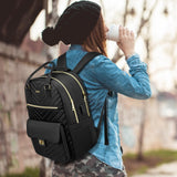 RJEU School Backpack Aesthetic for Teen Girls,Laptop Bag Bookbag with USB Port for Women College Student,Mochilas de Mujer,Black