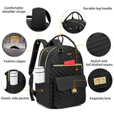 RJEU School Backpack Aesthetic for Teen Girls,Laptop Bag Bookbag with USB Port for Women College Student,Mochilas de Mujer,Black