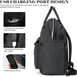 RJEU Women Backpack Travel Laptop Bag - 15.6 Inch Anti Theft Slim Backpack with USB Charging Port, Water Resistant Sturdy - School College, Ergonomic, Fits Notebook, Black