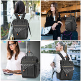 RJEU Women Backpack Travel Laptop Bag - 15.6 Inch Anti Theft Slim Backpack with USB Charging Port, Water Resistant Sturdy - School College, Ergonomic, Fits Notebook, Black