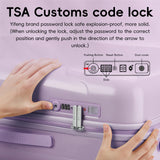 ROAMING 20 - Inch Purple Carry On Luggage Airline Approved Lightweight PC Hardside Rolling Suitcase with TSA Lock Cup Holder USB Charging Port and Spinner Wheels for Women Ice cream suitcase