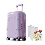 ROAMING 20 - Inch Purple Carry On Luggage Airline Approved Lightweight PC Hardside Rolling Suitcase with TSA Lock Cup Holder USB Charging Port and Spinner Wheels for Women Ice cream suitcase