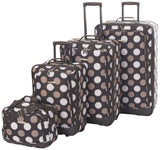 Rockland Escape 4 - Piece Softside Upright Luggage Set, Telescoping Handles, Black Dot, (14/19/24/28)