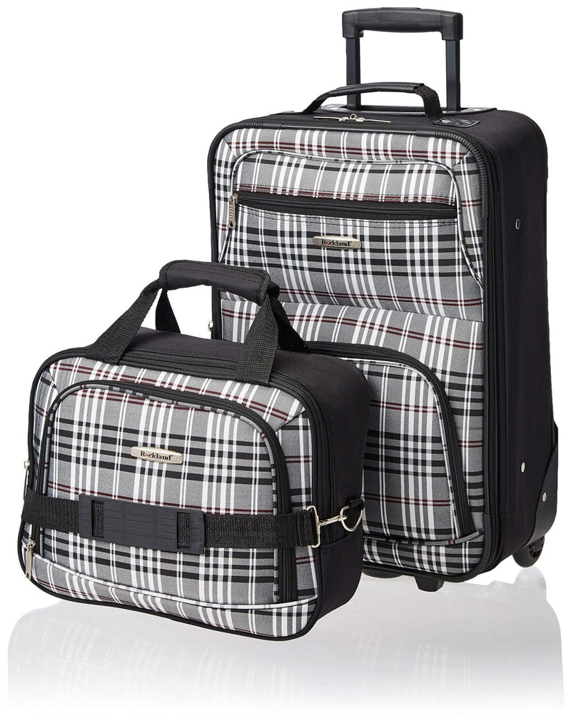 Rockland Fashion Softside Upright Luggage Set, Expandable, Black Plaid, 2 - Piece (14/19)