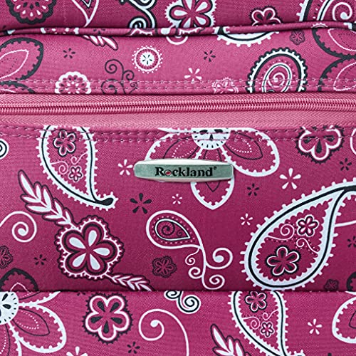 Rockland Fashion Softside Upright Luggage Set, Expandable, Wheel, Telescopic Handle, Pink Bandana, 2 - Piece (14/19)
