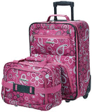 Rockland Fashion Softside Upright Luggage Set, Expandable, Wheel, Telescopic Handle, Pink Bandana, 2-Piece (14/19)