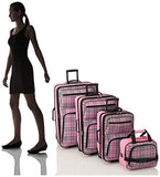 Rockland Fashion Softside Upright Luggage Set, Telescoping Handles, Pink Cross, 4 - Piece (14/19/24/28)