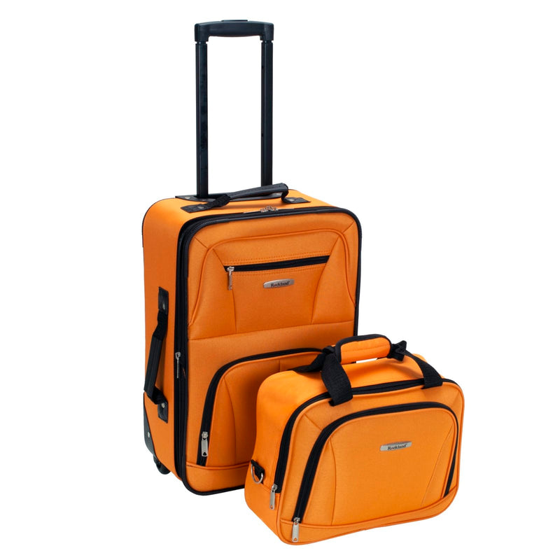 Rockland Fashion Softside Upright Luggage Set,Expandable, Orange, 2-Piece (14/19) | Backpacks4Less
