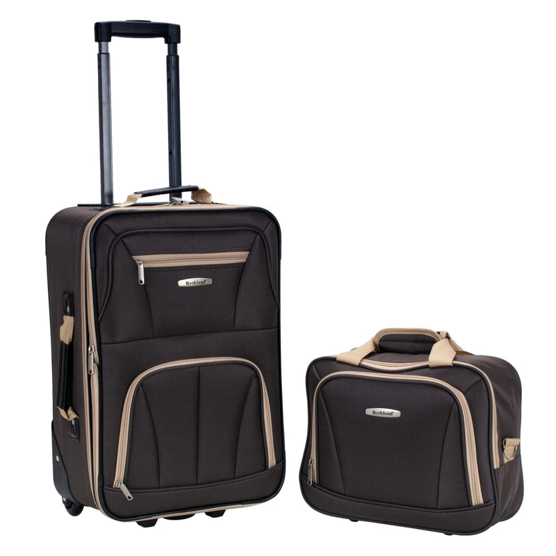 Rockland Fashion Softside Upright Luggage Set,'Expandable,Lightweight,Telescopic Handle,Wheel, Brown, 2 - Piece (14/19)
