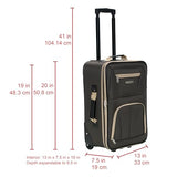 Rockland Fashion Softside Upright Luggage Set,'Expandable,Lightweight,Telescopic Handle,Wheel, Brown, 2 - Piece (14/19)