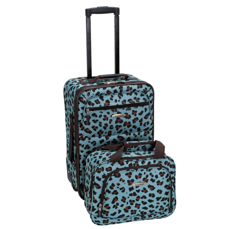 Rockland Fashion Softside Upright Luggage Set,Expandable,Telescopic Handle,Wheel, Blue Leopard, 2 - Piece (14/19)