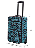 Rockland Fashion Softside Upright Luggage Set,Expandable,Telescopic Handle,Wheel, Blue Leopard, 2 - Piece (14/19)