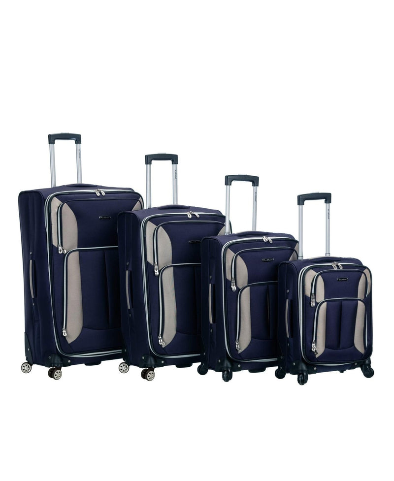 Rockland Impact Softside Spinner Wheel Luggage Set, Navy, 4 - Piece Set (18/22/26/30)