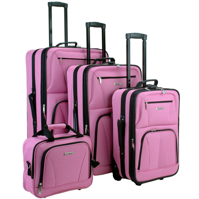 Rockland Journey Softside Upright Luggage Set, Expandable, Pink, 4 - Piece (14/19/24/28)