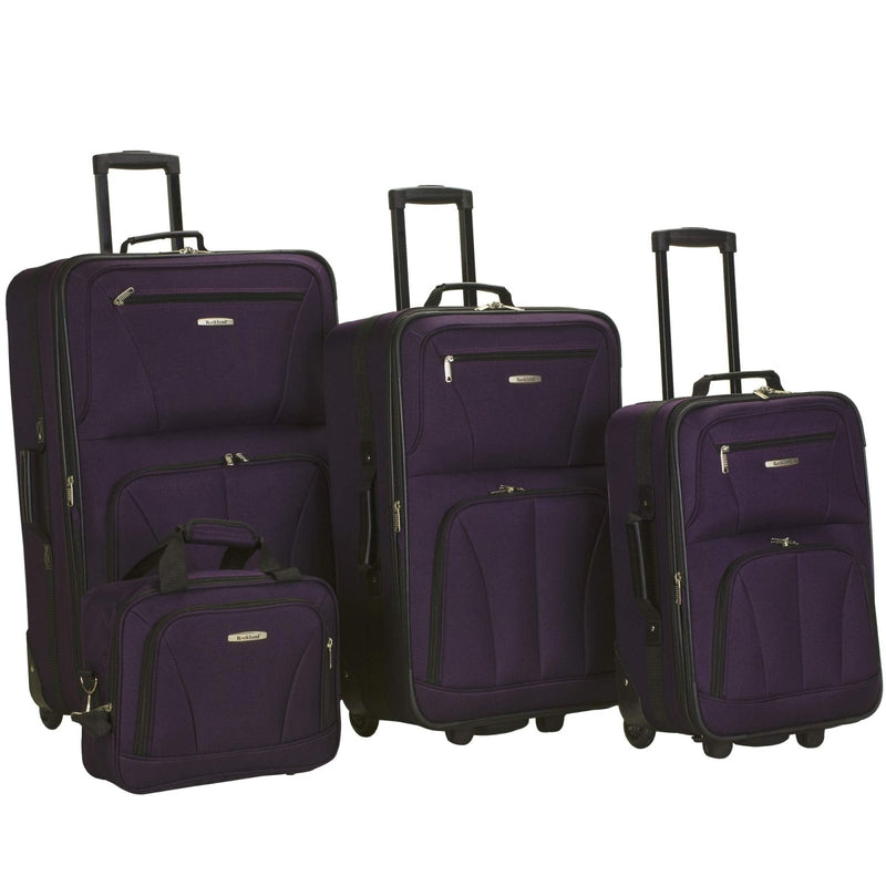 Rockland Journey Softside Upright Luggage Set, Expandable, Purple, 4 - Piece (14/19/24/28)