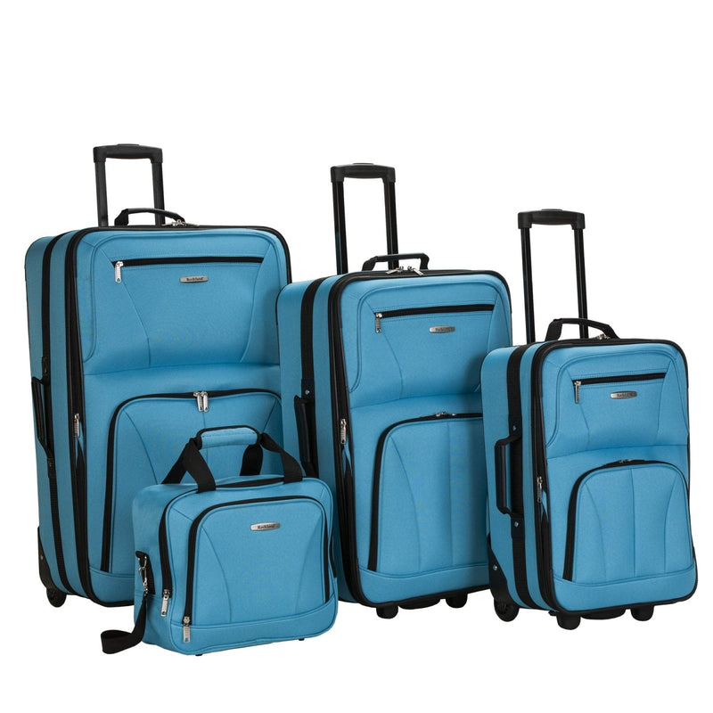 Rockland Journey Softside Upright Luggage Set,Expandable, Turquoise, 4 - Piece (14/19/24/28)
