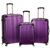 Rockland London Hardside Spinner Wheel Luggage, Purple, 3-Piece Set (20/24/28) | Backpacks4Less