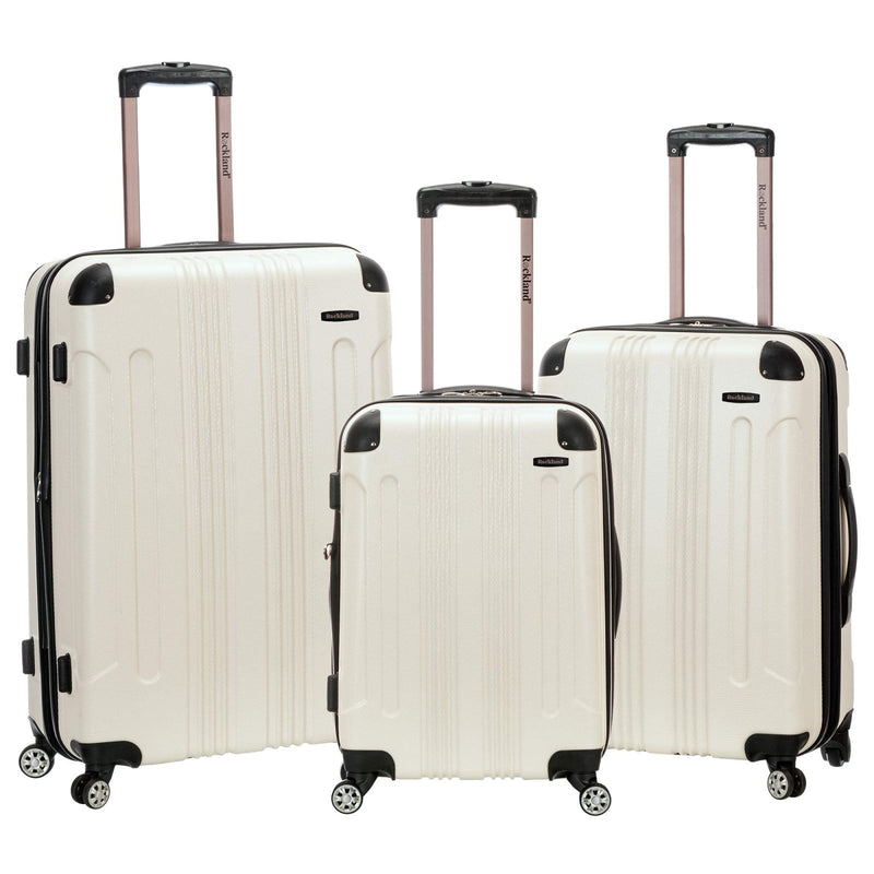 Rockland London Hardside Spinner Wheel Luggage, White, 3 - Piece Set (20/24/28)
