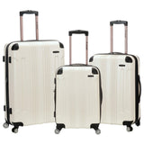 Rockland London Hardside Spinner Wheel Luggage, White, 3 - Piece Set (20/24/28)