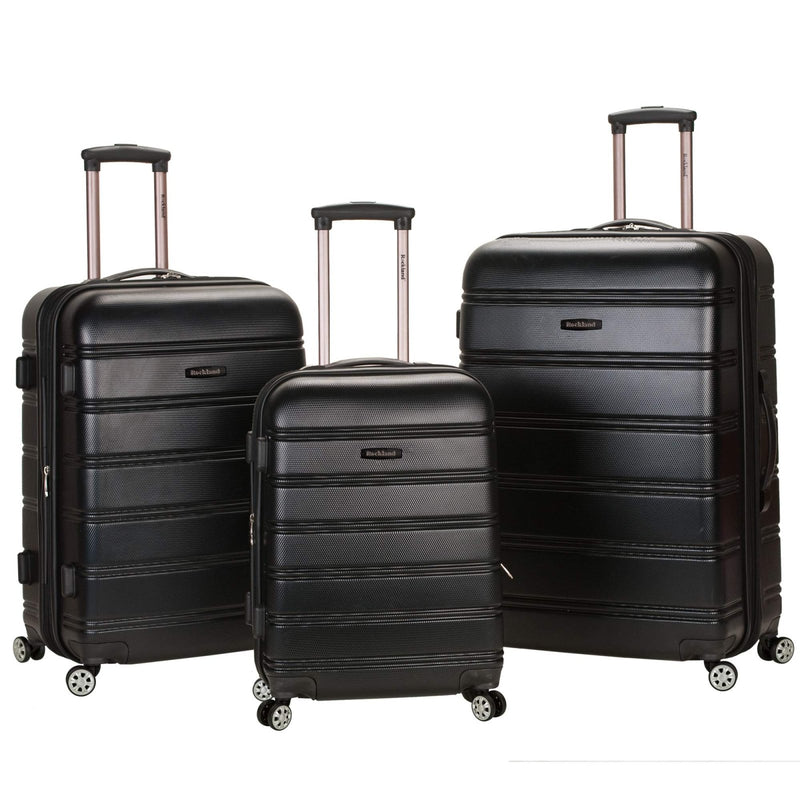 Rockland Melbourne Hardside Expandable Spinner Wheel Luggage, Black, 3 - Piece Set (20/24/28)