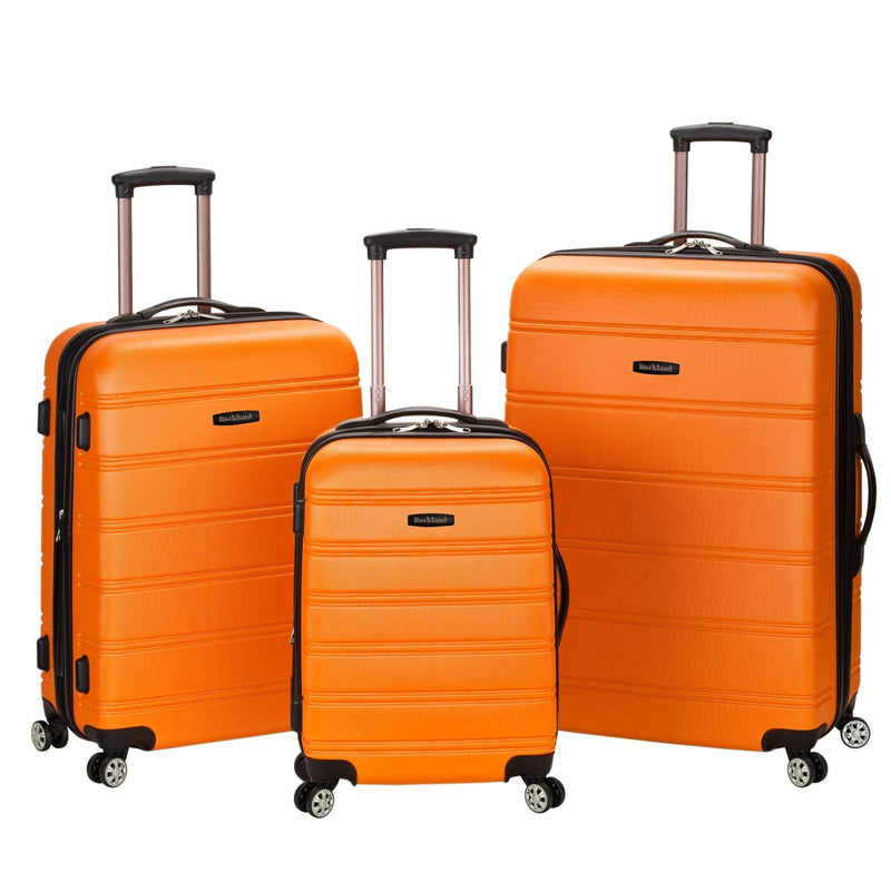 Rockland Melbourne Hardside Expandable Spinner Wheel Luggage, Orange, 3 - Piece Set (20/24/28)