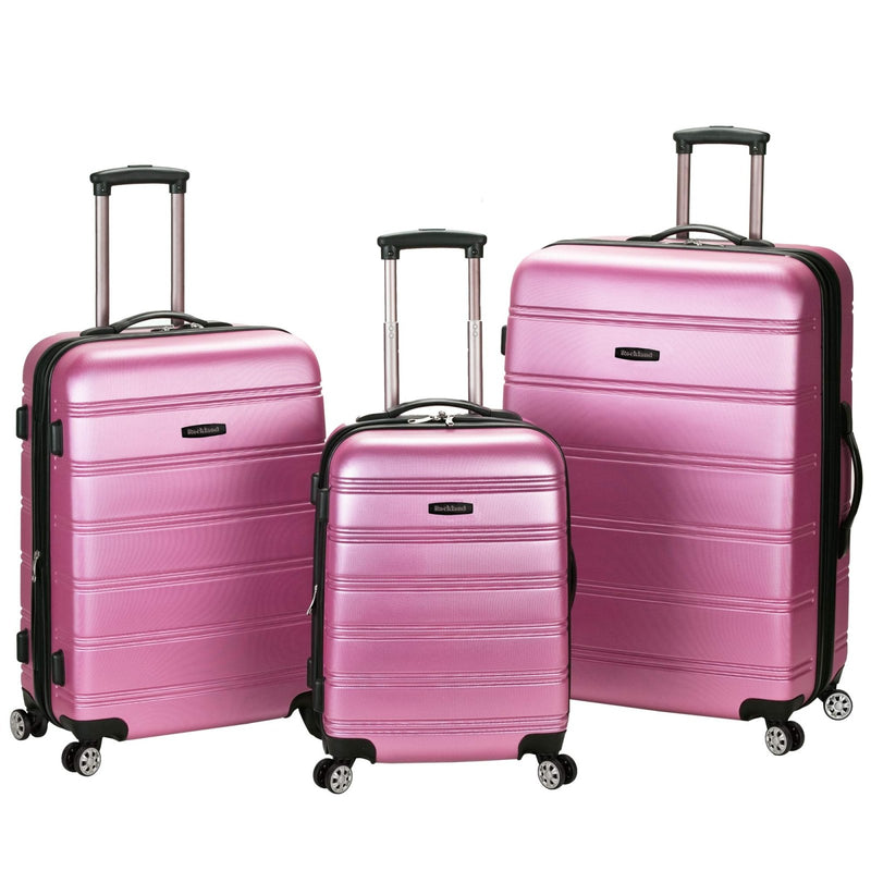 Rockland Melbourne Hardside Expandable Spinner Wheel Luggage, Pink, 3 - Piece Set (20/24/28)