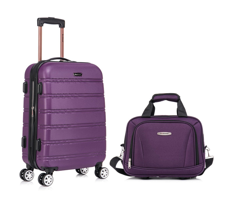 Rockland Melbourne Hardside Expandable Spinner Wheel Luggage Set, Purple, Carry - On 20 - Inch and Tote 14 - Inch