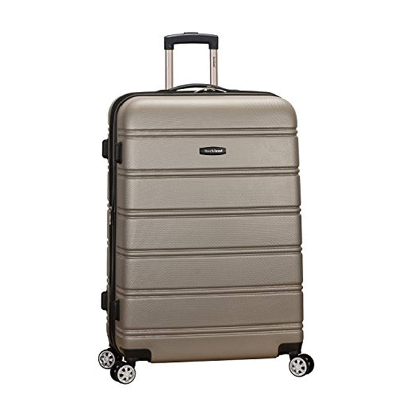 Rockland Melbourne Hardside Expandable Spinner Wheel Luggage, Silver, Checked Large 28"
