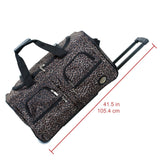 Rockland Rolling Duffel Bag, Brown Leopard, 100% polyester, 22 - Inch
