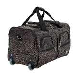 Rockland Rolling Duffel Bag, Brown Leopard, 100% polyester, 22 - Inch