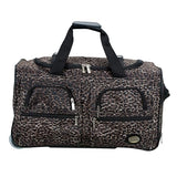Rockland Rolling Duffel Bag, Brown Leopard, 100% polyester, 22 - Inch