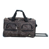 Rockland Rolling Duffel Bag, Brown Leopard, 100% polyester, 22 - Inch