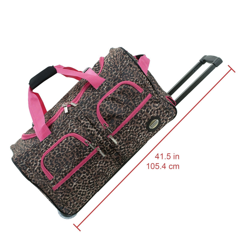 Rockland Rolling Duffel Bag, PINK LEOPARD, 22"