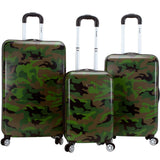 Rockland Safari Hardside Spinner Wheel Luggage, CAMO, 3 Piece (20