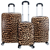 Rockland Safari Hardside Spinner Wheel Luggage, Leopard, 3 Piece (20"/24"/28")