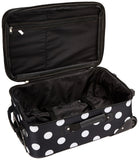 Rockland Vara Softside 3 - Piece Upright Luggage Set, Expandable,Black dot, (20/22/28)